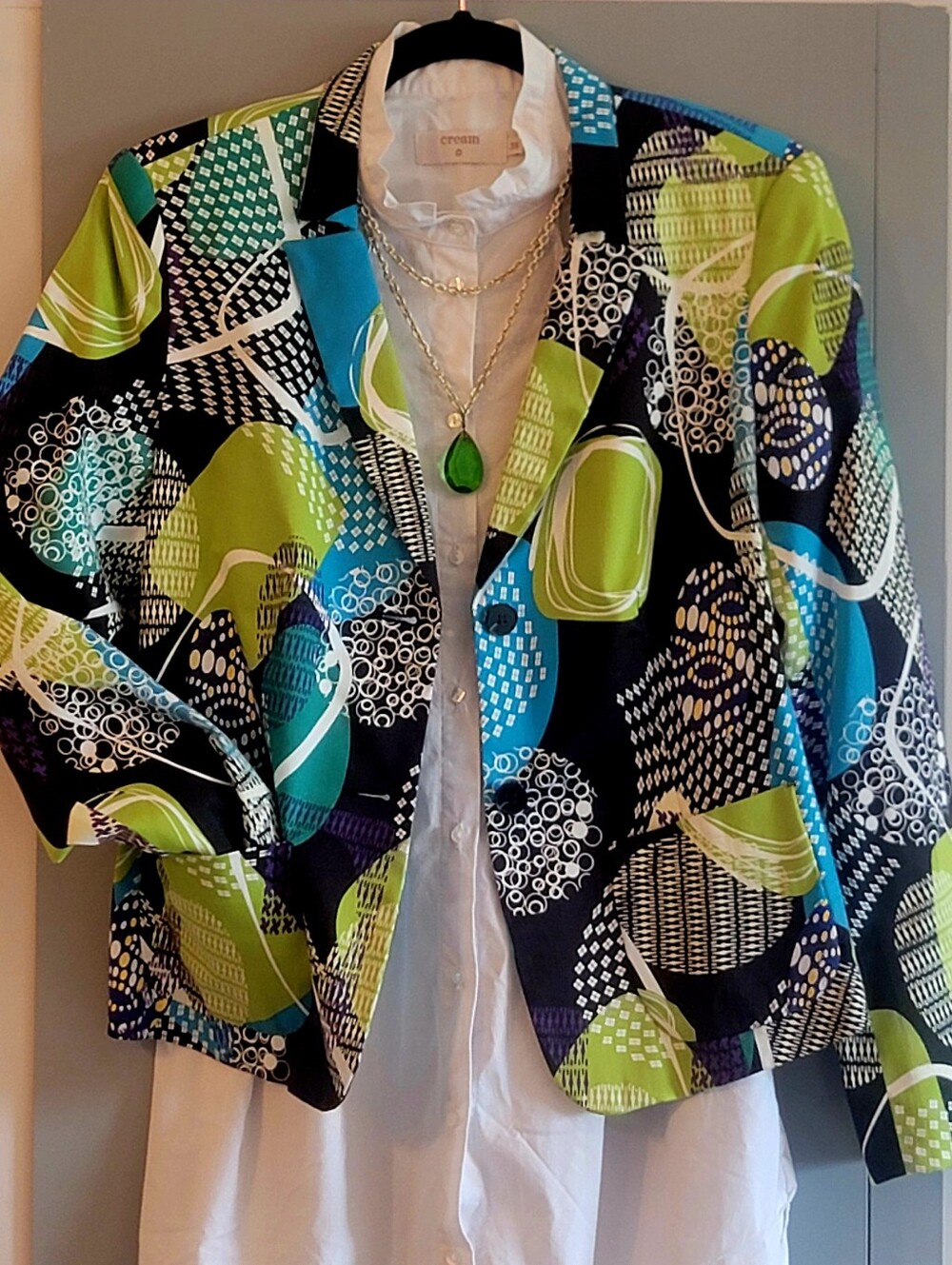 Funky Avant Garde Bianca Nygård Geometric Abstract Graphic Blazer - Size 8